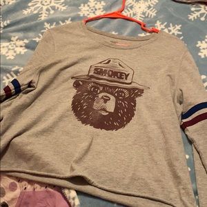smokey bear long sleeve cropped shirt